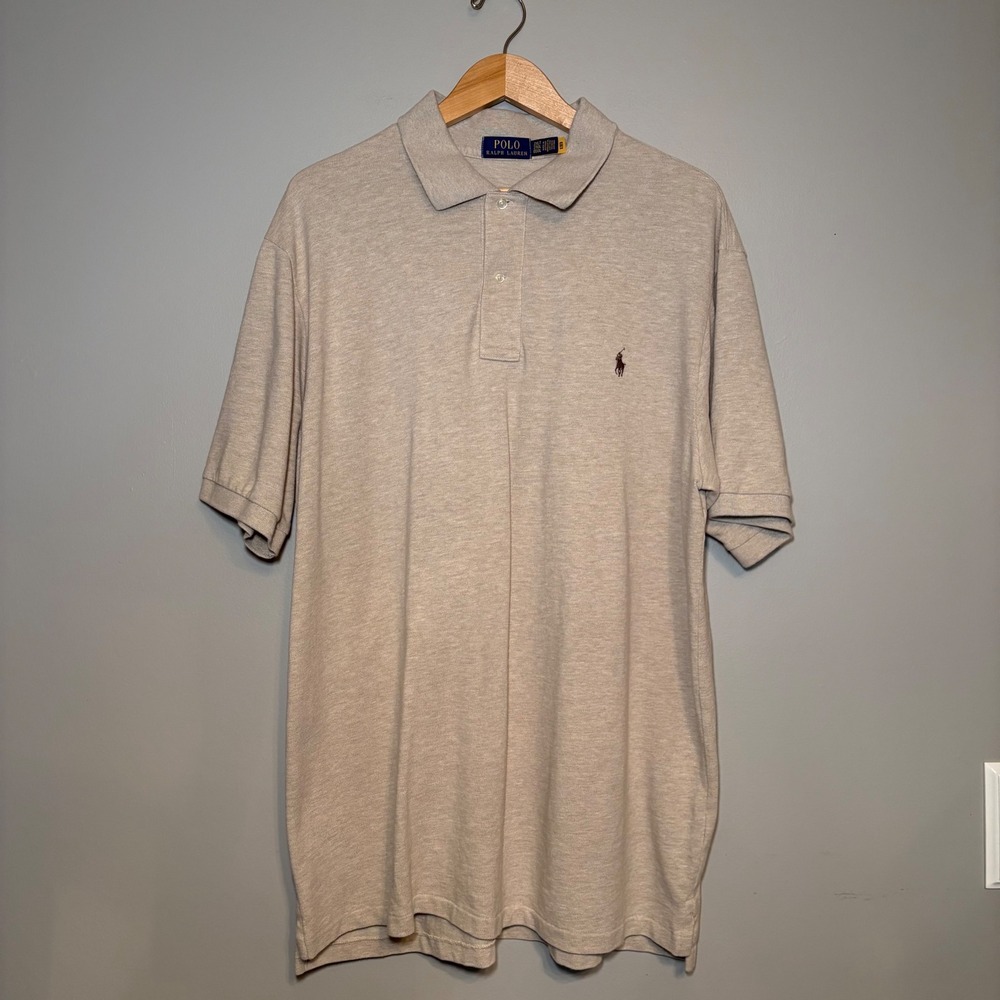 Polo Ralph Lauren Mens 2XLT Oatmeal Heather Beige Short Sleeve Polo Shirt Tall